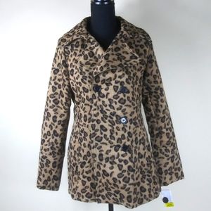 JOUJOU Leopard print pea coat size Medium